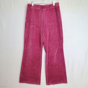 Hanes Women's M Pants Raspberry Stretch Wide Leg Velour Lounge VTG 90s Y2K Retro